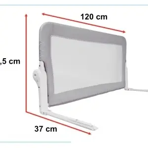 Poarta de siguranță barieră barieră pat de protecție 120cm gri - Img 3