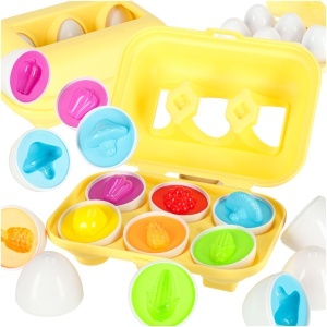 puzzle educațional sorter meci forme ouă montessori fructe legume 6pcs