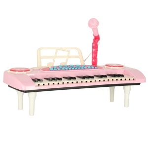 Tastatura pentru copii pian interactiv organ 37 de chei suport microfon roz - Img 3