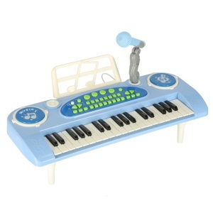 Tastatura pentru copii pian interactiv organ 37 de chei suport microfon albastru - Img 2