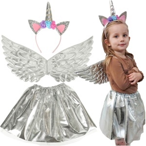 Unicorn costum fusta fusta fusta de argint headband
