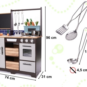 Bucătărie pentru copii din lemn MDF cu accesorii LOFT XXL 96cm - Img 3