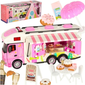 Camper telecomandat telecomandat motorhome auto 2.4GHz sunete lumini accesorii roz