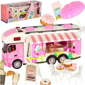 Camper telecomandat telecomandat motorhome auto 2.4GHz sunete lumini accesorii roz