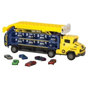 Caravană cu tobogan cu pistă de curse 6el galben - Img 2