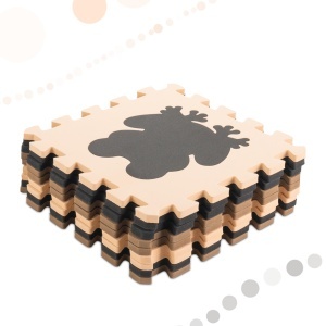 Covoraș de puzzle din spumă pentru copii 9el. bej-maro-negru 85cm x 85cm x 1cm - Img 2