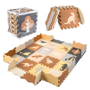 Covoraș de puzzle din spumă / playpen 36el. dinozauri 143cm x 143cm x1cm