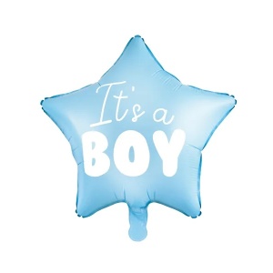 "Este un băiat" balon de folie pentru baby shower stele albastru 48cm
