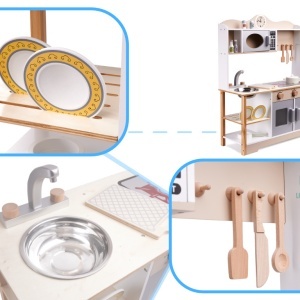 LULILO Bucătărie din lemn pentru copii MDF KUKETO + accesorii - Img 2