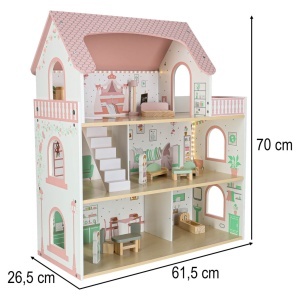LULILO Peonio casă de păpuși din lemn 70cm LED roz - Img 3