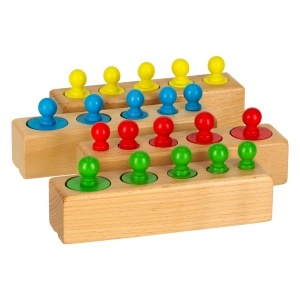 Montessori greutăți cilindrice din lemn Montessori colorate - Img 2