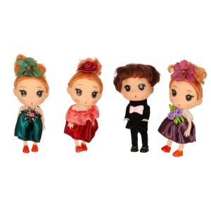 Păpușă de casă de păpuși 3 fete + 1 băiat set de 4 bucăți. 12cm - Img 2