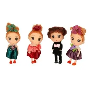 Păpușă de casă de păpuși 3 fete + 1 băiat set de 4 bucăți. 12cm - Img 2
