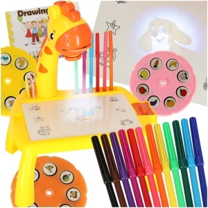 Proiector de proiector de desen tabel girafa galben