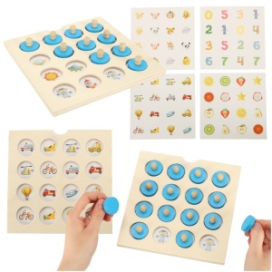 Puzzle din lemn joc de bord de memorie + 4 carduri