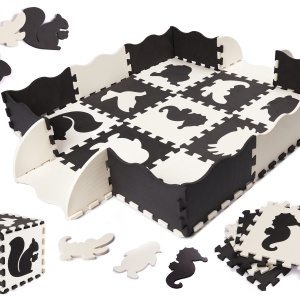 Puzzle-uri de spumă covor de spumă / playpen pentru copii 25 de piese alb-negru și alb