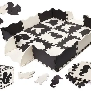 Puzzle-uri de spumă covor de spumă / playpen pentru copii 25 de piese alb-negru și alb