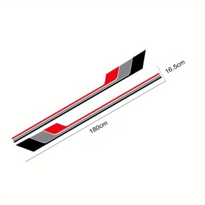 Set 2 stickere autoadezive Tuning, model "Racing Stripes V2", dimensiune 180 x 16,5 cm, culoare Negru + Gri + Rosu - Img 3