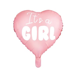 "Este o fată" balon de folie pentru baby shower inima roz 48cm