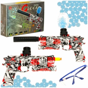 Gel pistol cu bile de apă pușcă cu apă alimentat cu baterii USB + 550pcs ochelari. 7-8mm