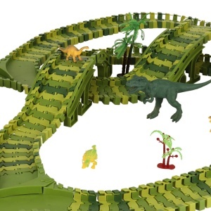 Pistă de curse dinozauri mașini dinozauri 240 elemente - Img 3
