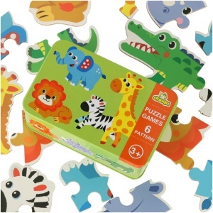 Puzzle într-o cutie de conserve safari animale 25 puzzle-uri