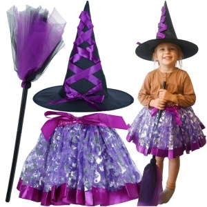 Vrăjitoare costum de vrăjitoare 3 piese violet