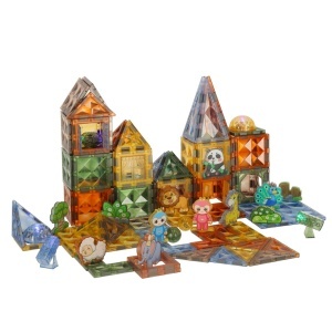 Blocuri de construcție magnetice 3D cu animale luminoase parc 124 el. - Img 2