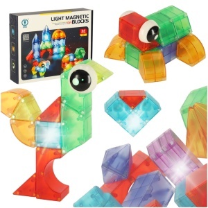 Construcție 3D cărămizi magnetice cu LED-uri strălucitoare 32 el.