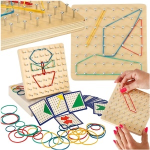 Geoboard geoplan geoplan puzzle din lemn crearea de forme cu benzi de cauciuc