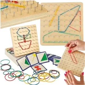 Geoboard geoplan geoplan puzzle din lemn crearea de forme cu benzi de cauciuc