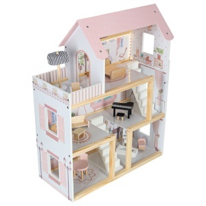 Mobilier din lemn pentru casa păpușilor 80cm roz LED - Img 3