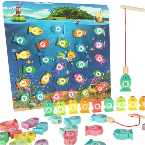 Montessori din lemn de pescuit de pește din lemn de pescuit magnet joc