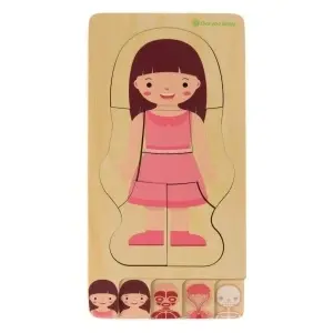 Puzzle din lemn stratificat de construcție a corpului Montessori fată Montessori - Img 2