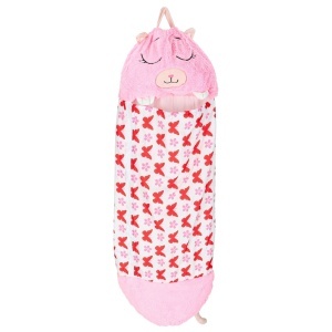 Sac de dormit pentru copii pernă turistică 2in1 135x50cm roz - Img 2
