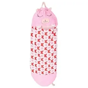 Sac de dormit pentru copii pernă turistică 2in1 135x50cm roz - Img 2