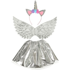 Unicorn costum fusta fusta fusta de argint headband - Img 2