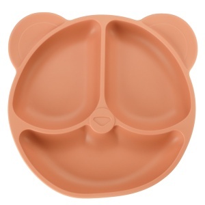 Ustensile din silicon pentru masa bebelușilor set de 4 bucăți ursuleț portocaliu - Img 3
