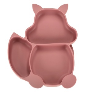 Veselă de vase pentru copii din silicon pentru copii veveriță roz închis - Img 3