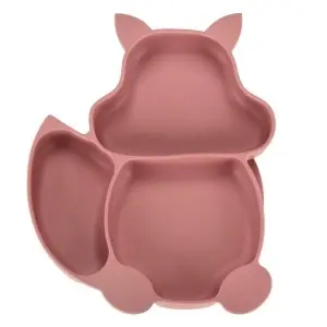 Veselă de vase pentru copii din silicon pentru copii veveriță roz închis - Img 3