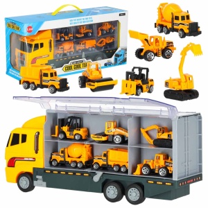 Camion transportator TIR lansator + mașini de construcții cu mașini metalice