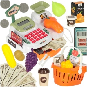 Casa de marcat pentru copii supermarket magazin scaner calculator coș cu accesorii 36 el.