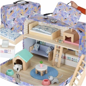 Casa într-o valiză animal spa hotel mobilier din lemn figurine