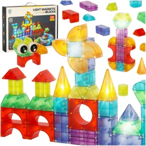 Construcție 3D cărămizi magnetice cu LED-uri strălucitoare 134 el.