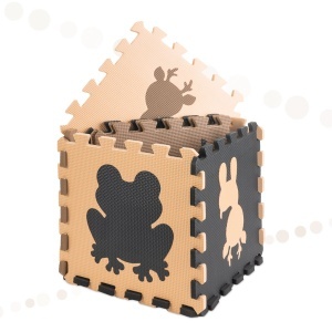 Covoraș de puzzle din spumă pentru copii 9el. bej-maro-negru 85cm x 85cm x 1cm - Img 3