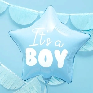 "Este un băiat" balon de folie pentru baby shower stele albastru 48cm - Img 2