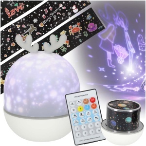 LED stea proiector lumina de noapte USB rotativ 6 motive control de la distanță ren