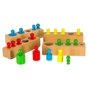 Montessori greutăți cilindrice din lemn Montessori colorate - Img 3