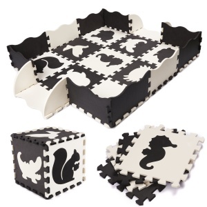 Puzzle-uri de spumă covor de spumă / playpen pentru copii 25 de piese alb-negru și alb - Img 2