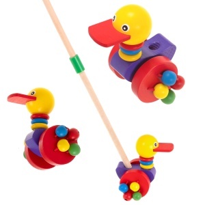 Rață din lemn de rață de mers pe jos împingător baston